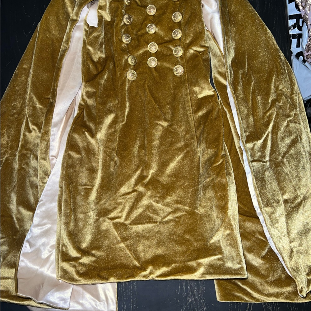 Gold velvet cape dress little girl size
